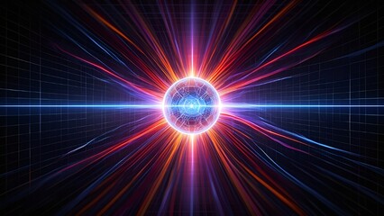 Fototapeta premium Bright blue fractal starburst explosion with glowing circles