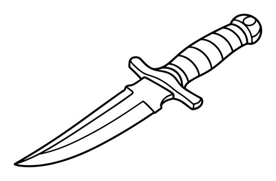 dagger knife outline vector icon for weapon or survival design