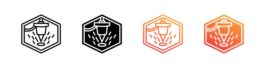 Selective Laser Sintering Multiple Style Icon Set Vector 