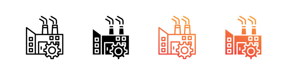 Industrial Multiple Style Icon Set Vector 
