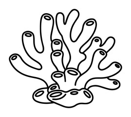 coral reef outline vector icon for ocean and marine life