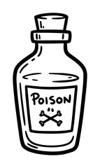 poison bottle outline vector icon for toxic or fantasy theme