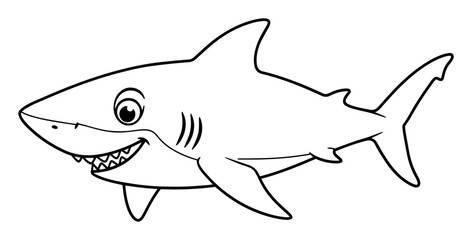 cartoon shark outline vector for ocean and sea life