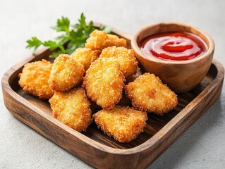 Crispy Chicken Nuggets with Ketchup