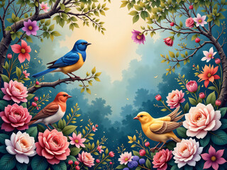 Fototapeta premium Birds in the garden