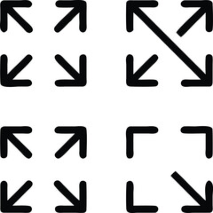 Grid of Simple Black Arrows on White Background