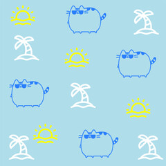 Doodle  cat and words pattern ,Cute cats illustration,Vector seamless pattern with cats