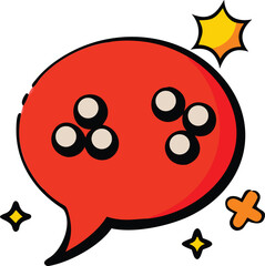 Red Speech Bubble with Comic Style Design Elements