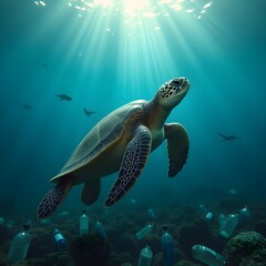 Fototapeta premium Plastic Pollution in the Ocean