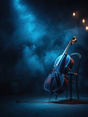 Dramatic Cello on Dark Stage