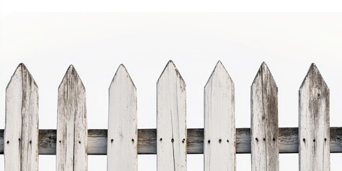 Fototapeta premium Picket Fence and Sky: A classic wooden picket fence against a backdrop of an empty sky, creating a sense of space, freedom and home. 