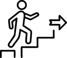 Simple Line Art Illustration of a Person Climbing Stairs with Arrow