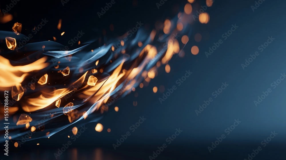 Poster dynamic flames and sparks create vibrant movement in dark space