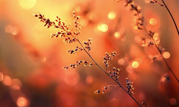 Golden hour grass bokeh background nature photography wallpaper aesthetic close up macro plant field