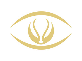 Modern golden eye logo – Gold abstract eye with curved lines.