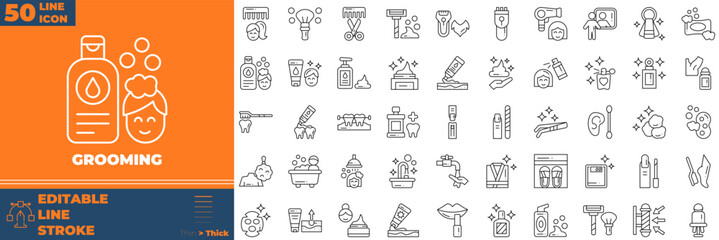 Grooming Line Editable Icons set. Vector illustration in modern thin line style of grooming icons: beauty, hair, salon, etc