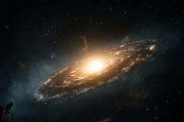 Obraz premium Glowing quasar with powerful jets of energy shining brightly in the depths of the universe