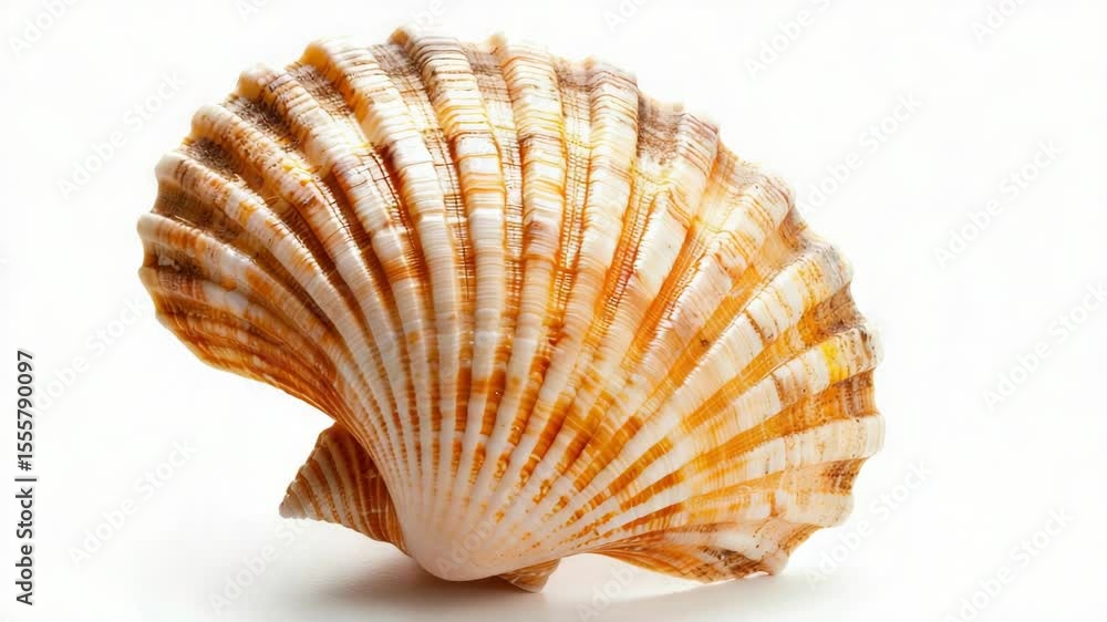 Aufkleber a close-up shot of a shell on a white surface, ideal for use in decorative or educational contexts