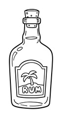 rum bottle vector illustration in hand drawn style