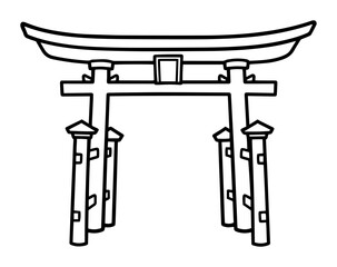 japanese torii gate vector icon in hand drawn style