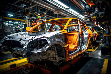 Fototapeta premium Superb automobile factory is done by robots as part of modern automobile production