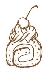 Hand-drawn roll cake doodle illustration