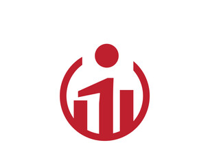 Growth chart logo – Red bar chart with circle element.