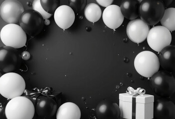 Dark background with white balloons