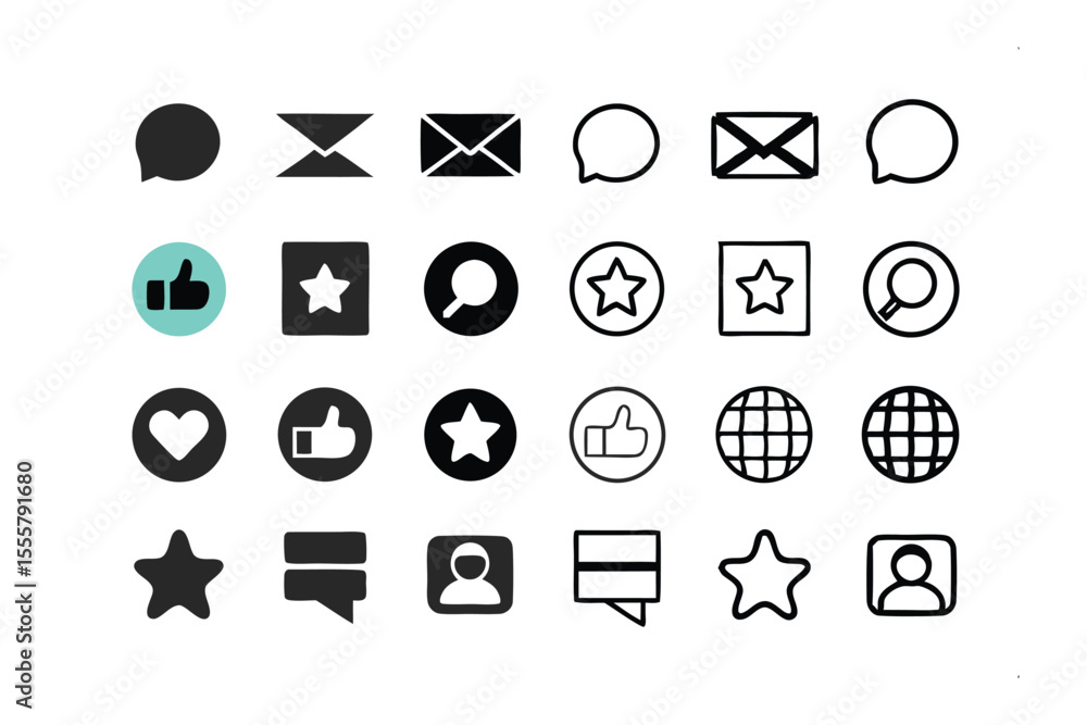 Poster web icons set: a versatile and modern set of minimalistic web icons, perfect for diverse digital app
