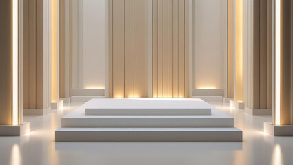 Abstract Podium Composition Featuring Light and Geometry