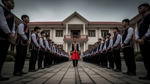 Hmong Students in Traditional Dress at School
