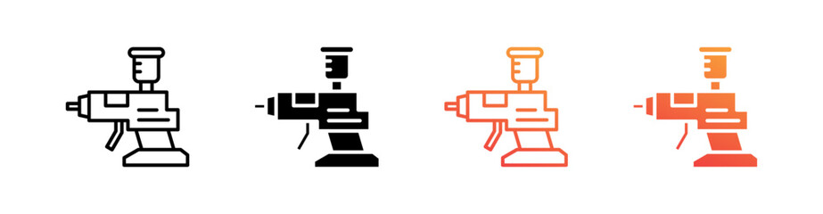 Spray Gun Multiple Style Icon Set Vector 