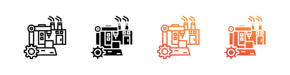 Manufacturing Multiple Style Icon Set Vector 