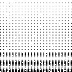 Halftone. Black dots on a white background. A pattern of round black dots of different sizes. Many dots of different sizes, creating gradations of brightness or shadow.
