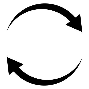 Icono con silueta de dos flechas girando formando un c&iacute;rculo 