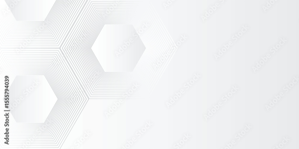 Poster modern abstract hexagon lines on light mesh white background. geometric stripe line simple abstract.
