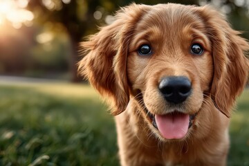 Fototapeta premium Happy dog running to camera banner