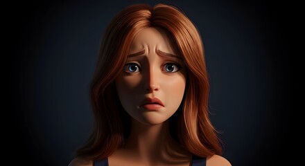 Fototapeta premium Cartoon Woman with Sad Expression
