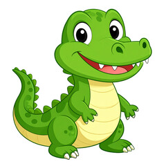 Obraz premium Smiling Baby Crocodile – Cartoonish Reptile PNG Transparent Background