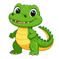 Fototapeta premium Smiling Baby Crocodile – Cartoonish Reptile PNG Transparent Background 