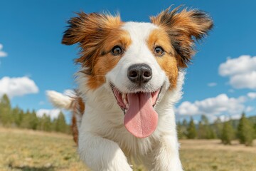Happy dog running to camera banner