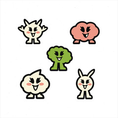 Obraz premium Cartoon Character – Flat Vector Set of Fun and Friendly Characters