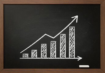 Chalk Business Growth Graph on Blackboard