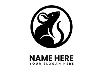 Stylish black mouse logo design, encircled,  perfect for branding.