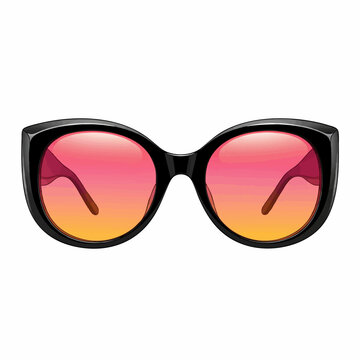 "Jackie O" Black Round with Sunset Gradient Lenses