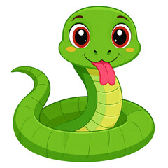 Fototapeta premium Curled Baby Snake with Tongue Out – Reptile PNG Isolated on Transparent Background 