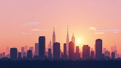Cityscape Silhouette at Sunset