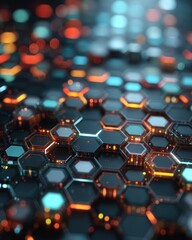 Abstract Hexagon Pattern: Glowing Tech Background