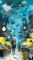 Businessmen Amidst Flying Papers