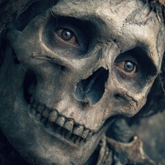Close-up of Decaying Skull Face